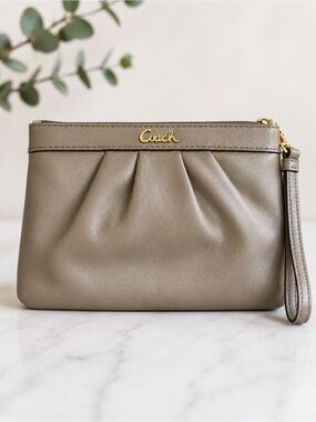 Coach Gray Zipper Wristlet Clutch
